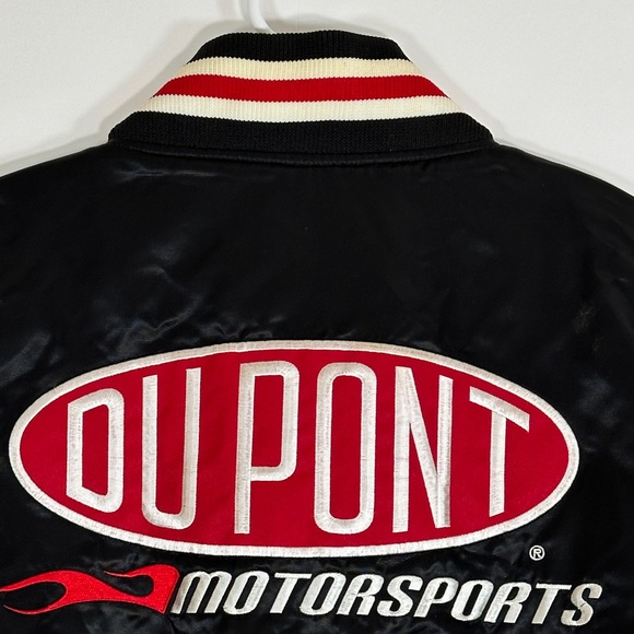 Chase Authentics Jeff Gordon Nascar Mens Satin Bomber Jacker Large Black DuPont - Picture 10 of 10